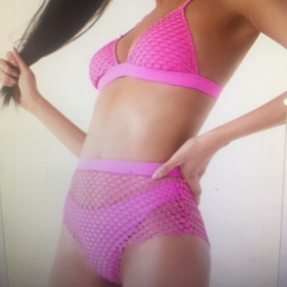 Hot pink two piece bathing suit